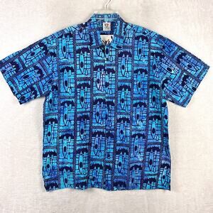 Rum Reggae Hawaiian Shirt Mens XL Blue Beach Outdoors Aloha Tiki Luau Kayak Tapa